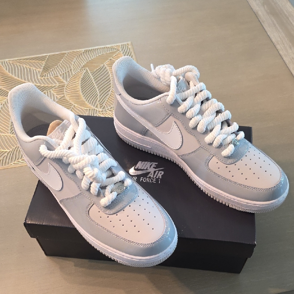 Nike Air Force 1 White and Light Gray Shoes Men Brand New With Tags